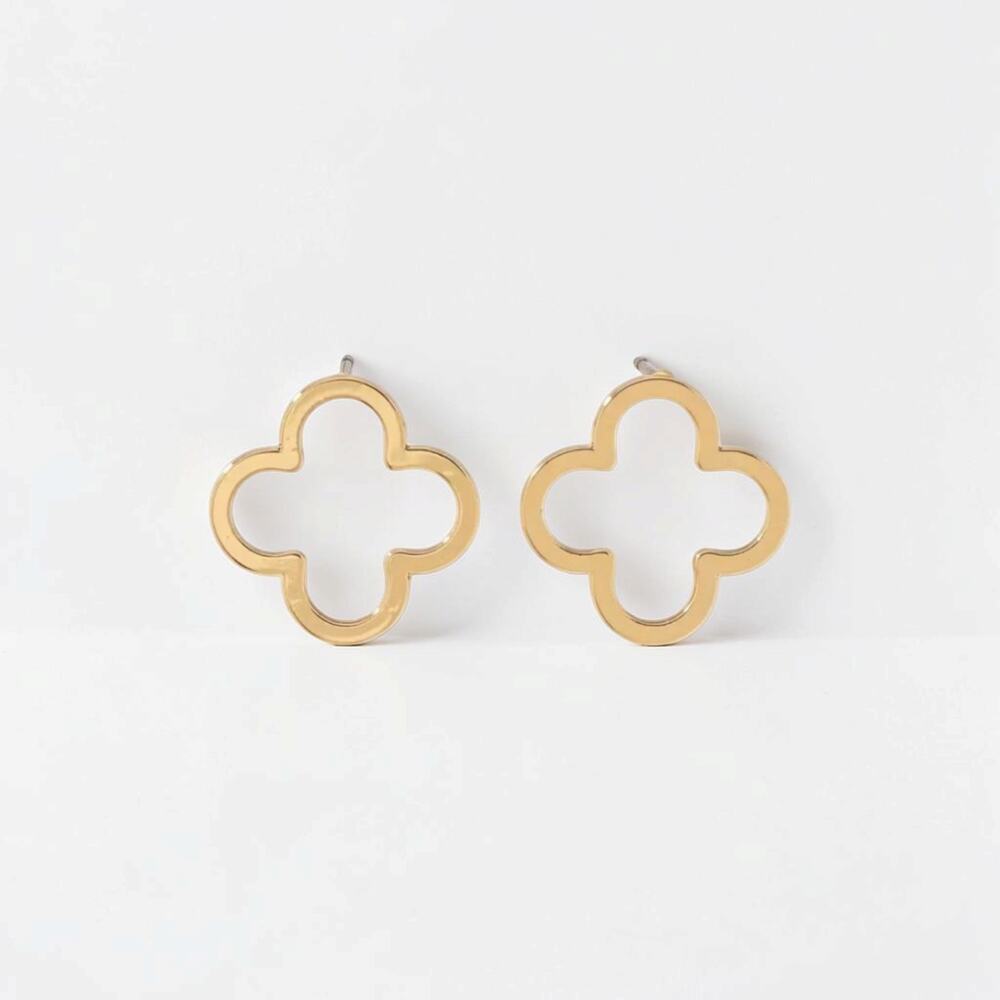 18K Gold Plated Clover Stud Earrings